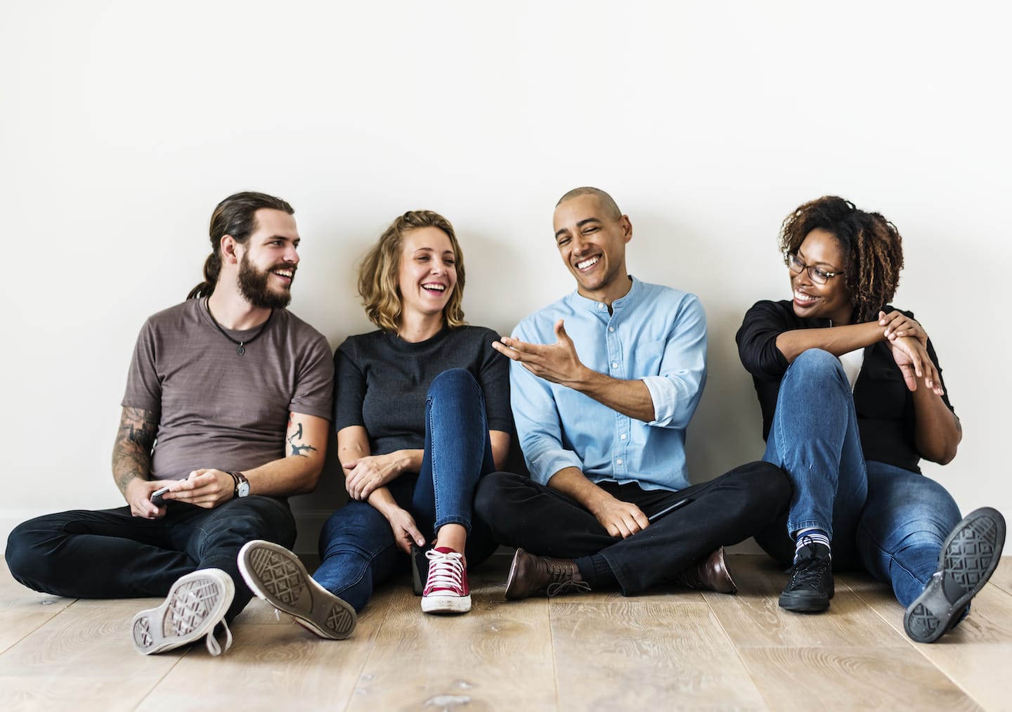 diverse friends talking together PYT3S8E